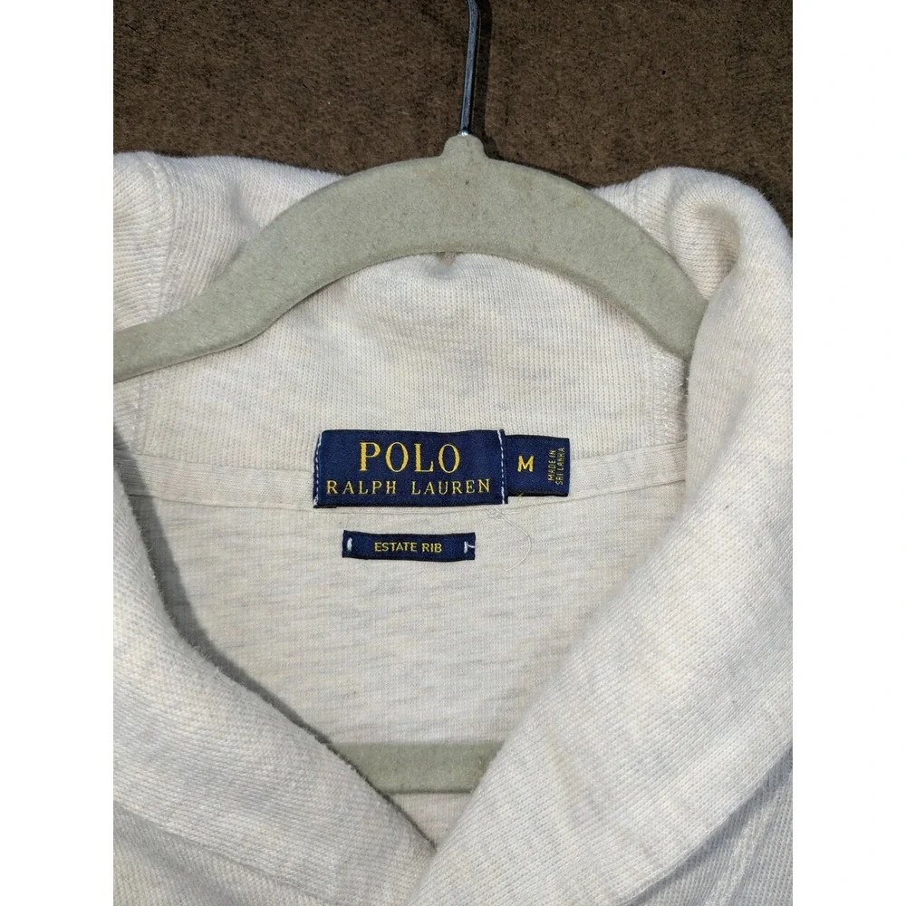 Polo Ralph Lauren Mens Estate Rib Shawl Collar Sweatshirt Cream Oatmeal Medium